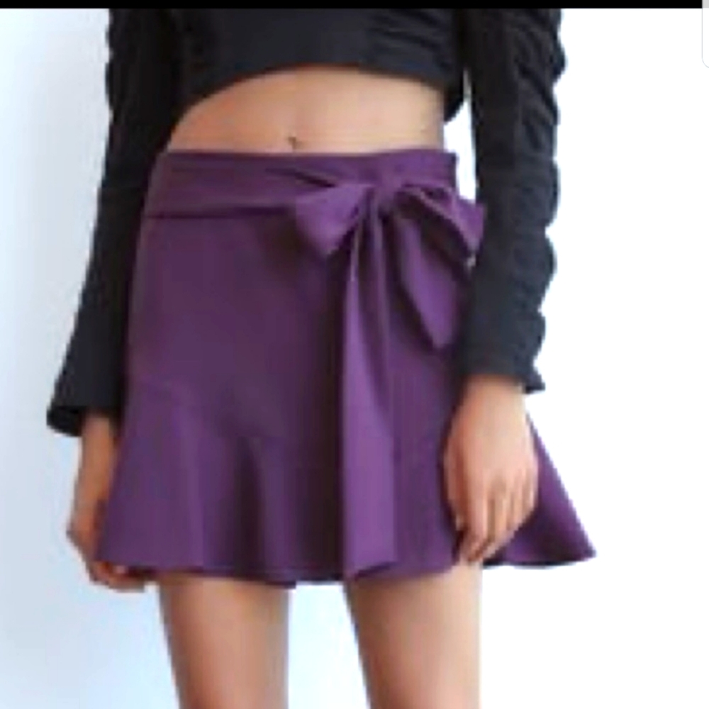 Zara Bow Tie Short Skirt Skort